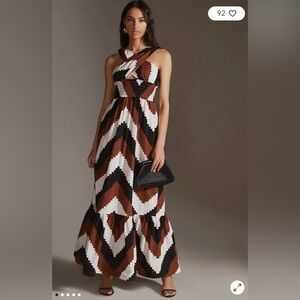 PLENTY by TRACY REESE Anthropologie Halter Maxi Dress - Chevron Size Medium